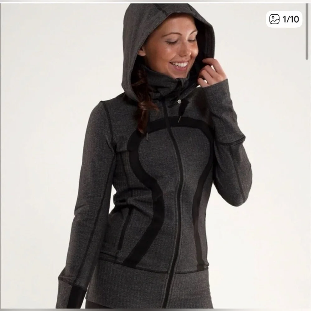 Lululemon Athletica Womens Stride Heather Herringbone Hooded Jacket Black Size 2